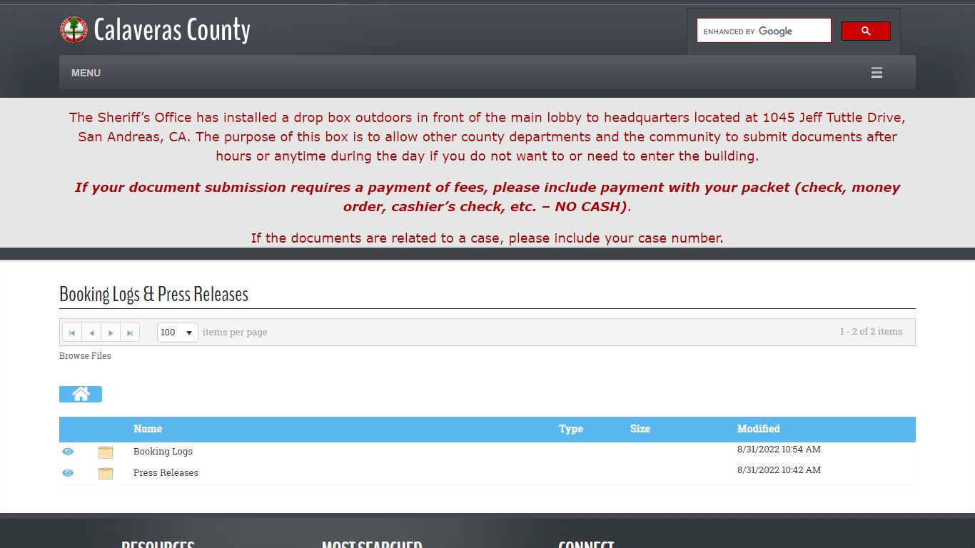 Sheriff Logs